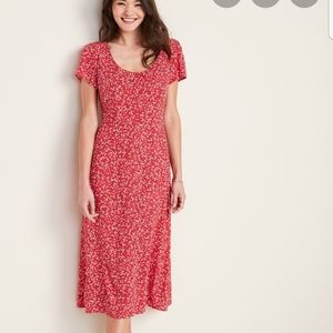 Old Navy Red Floral Scoop Neck Dress